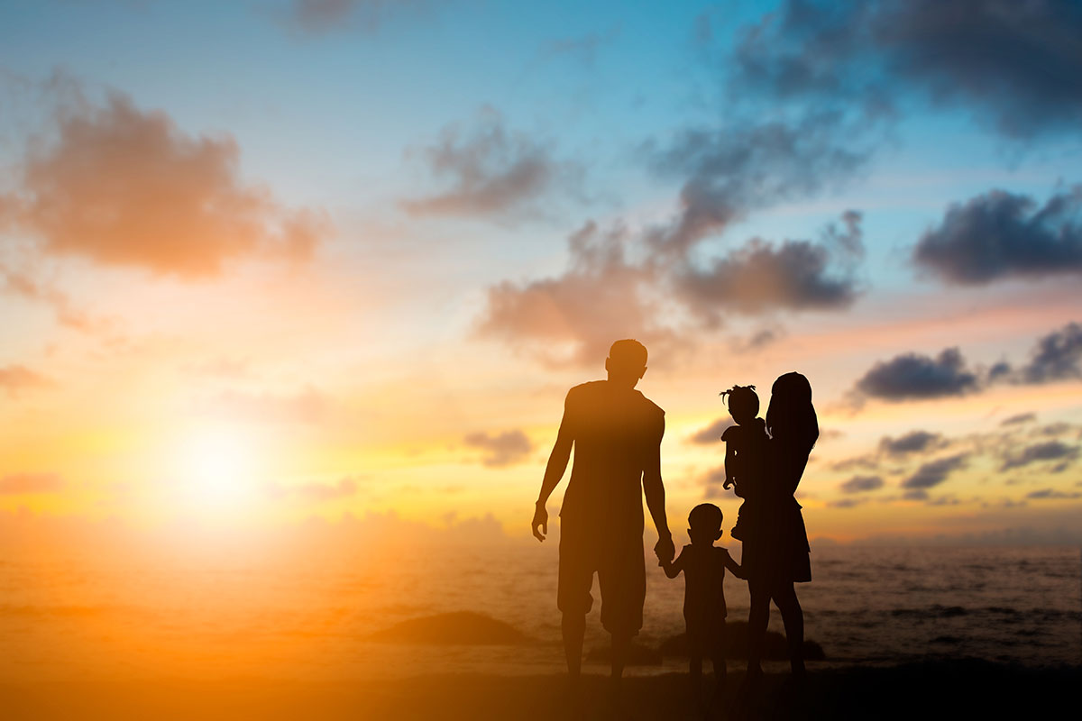 family by the beach