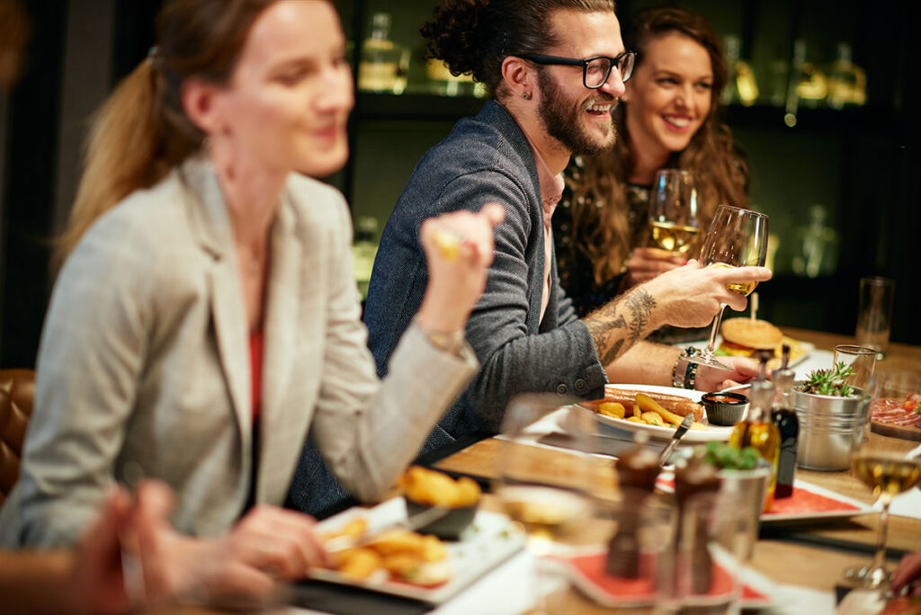 happy customers in restaurant